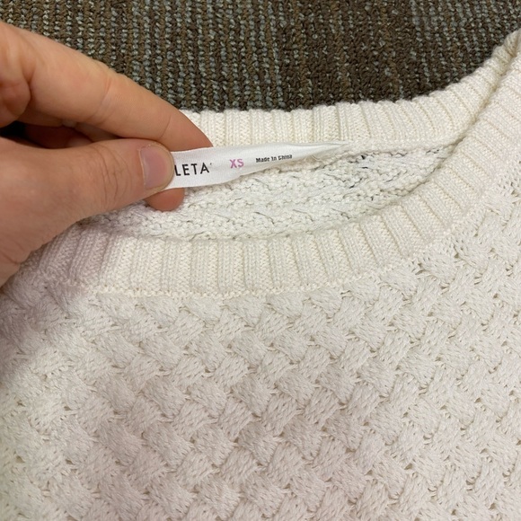 Athleta Cream Basketweave tunic top xs - Picture 2 of 5